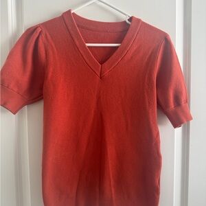 Vibrant Orange sweater V-Neck Top